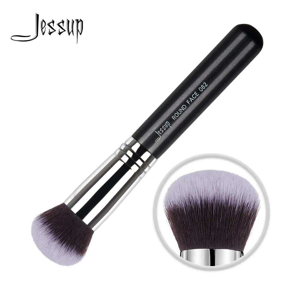 Jessup Single Makeup Brush ROUND FACE 1pc High Quality Professional Fiber Hair Wooden Handle Black Beauty Cosmetic Tool 082