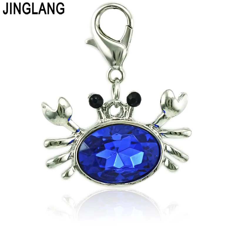 JINGLANG Fashion Animal Lobster Clasp Charms Dangle Enamel Crabs Charms For Jewelry Making DIY Accessories