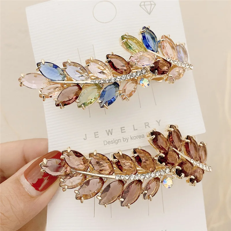 188CM Gorgeous Crystal Leaf Hair Clips for Women Unique Bridals Accessories Wedding Hair Jewelry Party Bride Luxury Headpiece