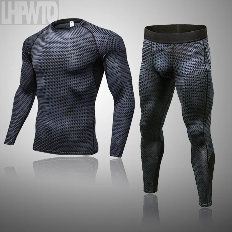 New Winter Men's Ski Thermal Underwear Sets Quick Dry Anti-Microbial Stretch Men Compress Underwear Male Warm Long Johns Fitnes