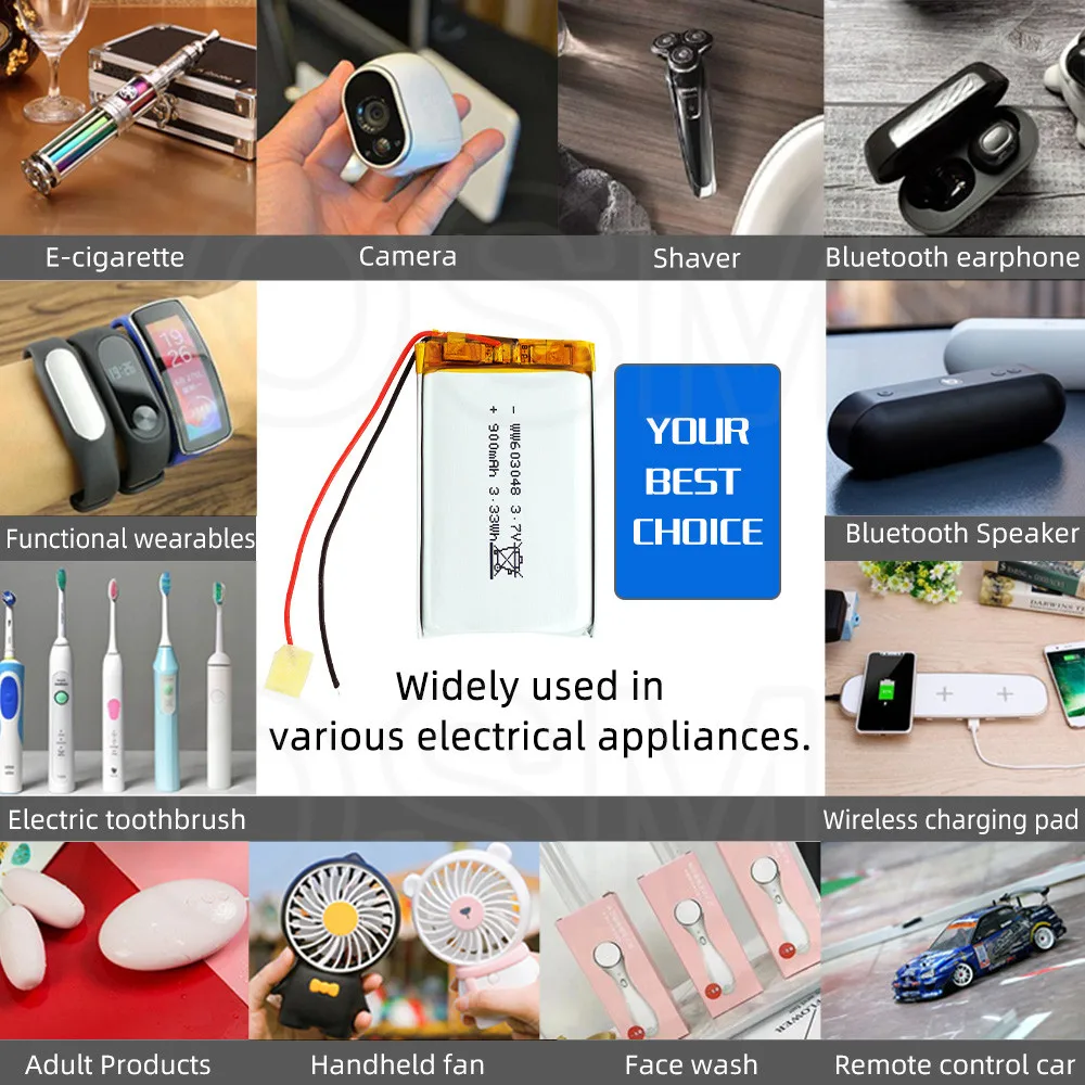 Batería recargable de polímero OSM 1or2or4 piezas, modelo 603048, 900-mAh, traje de larga duración para productos electrónicos y productos digitales