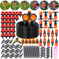 MUCIAKIE 5-50M Orange Misting Cooling System with Irrigation Drip Kits Adjustable Garden Watering Set 2-IN-1 Potted Greenhouse