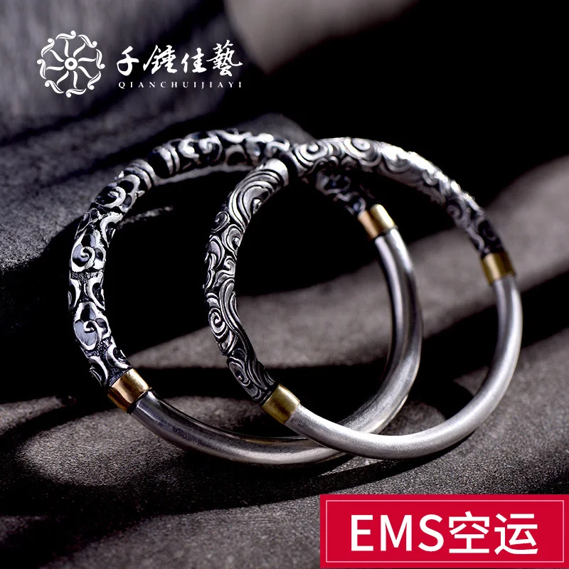 ★hammer jiayi snow female 990 fine silver handmade silver bracelet man lovers bracelet great constraint on bracelets