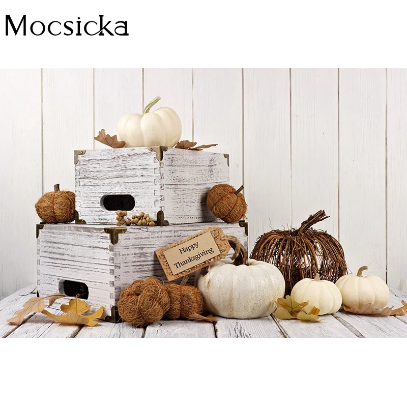 Mocsicka-Fond de photographie Thanksgiving, boîte en bois, décoration de Aliments, fête de famille, arrière-plans photo, bannière