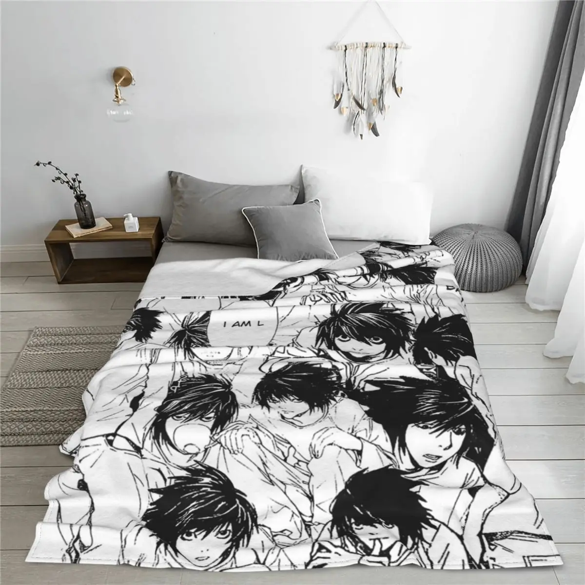 Lawliet Collage Blanket Anime Fleece Throw Blankets Bedroom Sofa Decoration Soft Warm Bedspreads