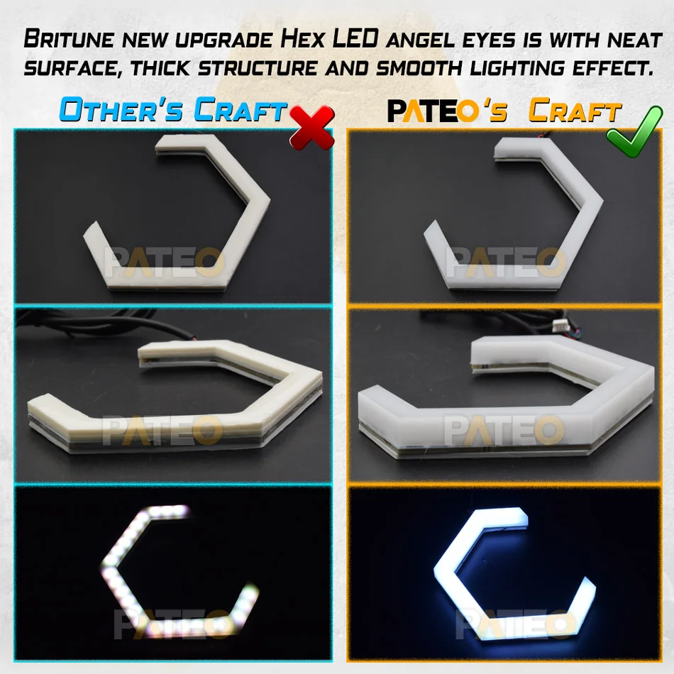 Angel Eyes Hex Halo Rings Retrofit Hexagonal Running Lights LED For Headlight Projector White DRL Tuning Car Lights Accessories