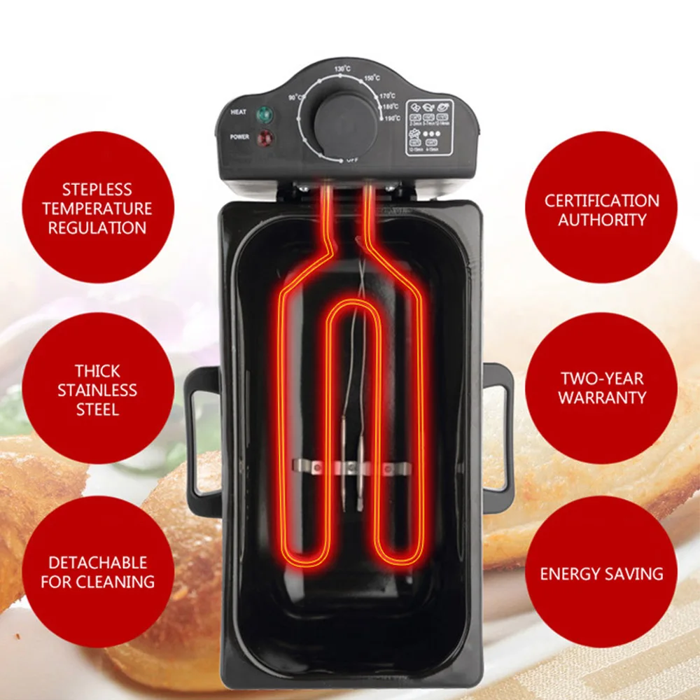 Máquina de patatas fritas para el hogar, freidora eléctrica de temperatura constante comercial, minifreidora de cocina, 3L