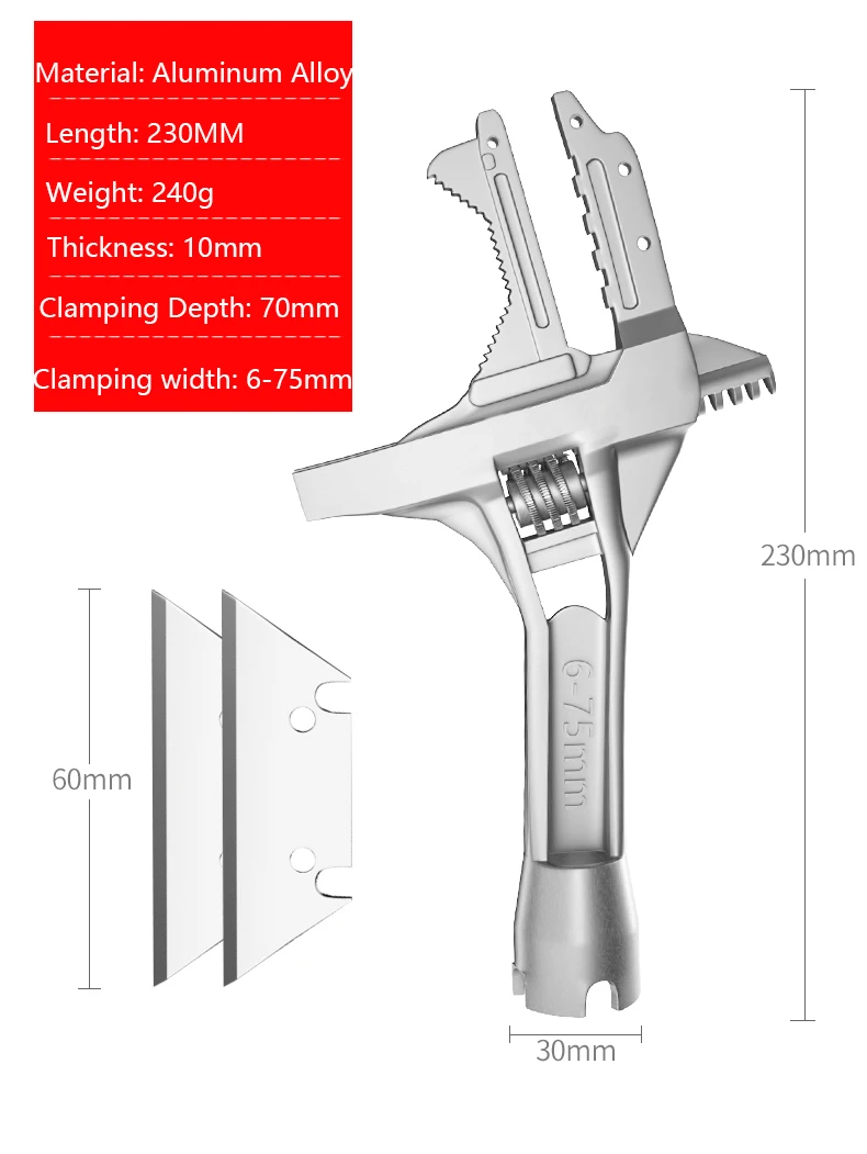 Sanitary Wrench Tool Movable Short Handle Large Opening Multifunctional Activity Universal Wrench Board Hand Plumbing Wrench