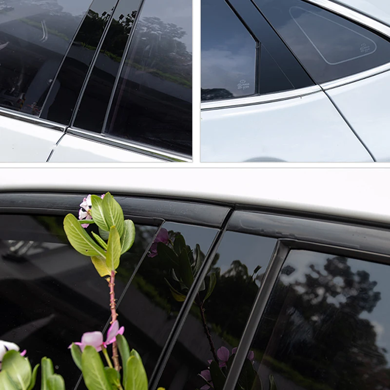 For Mazda 6 GG 2003 2004 2005 2006 2007 Car Central Middle Column PC Window Trims Decoration B C Pillar Strip 6pcs