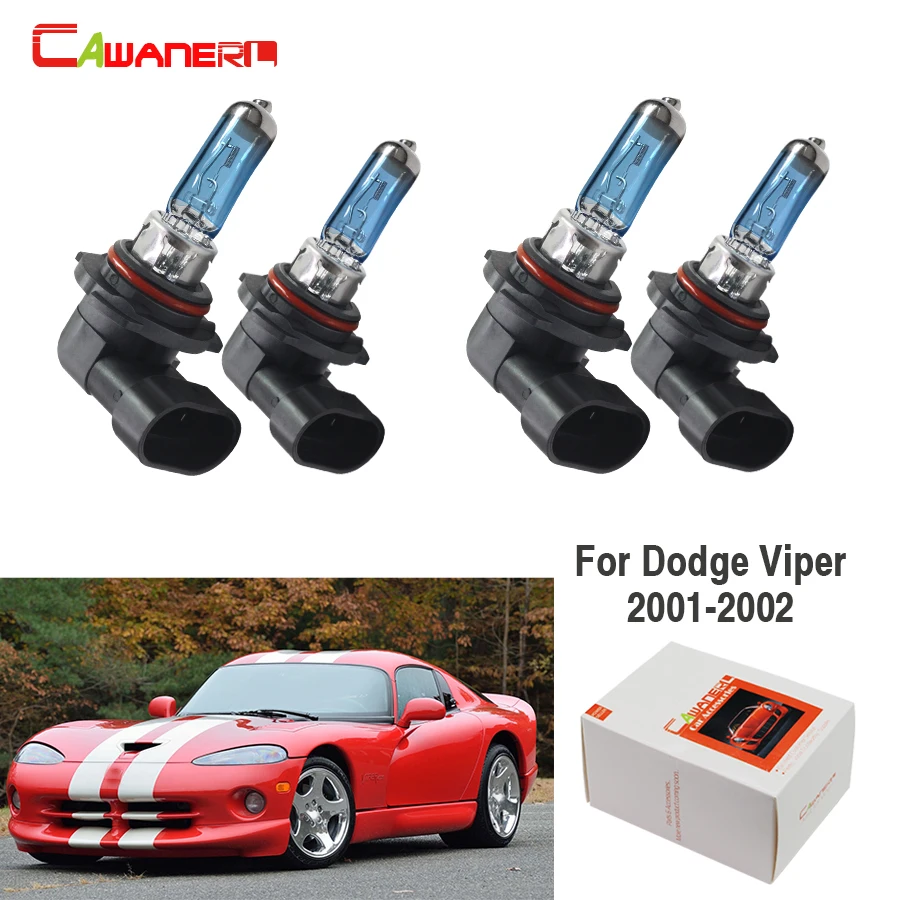 Cawanerl 2 Pair 100W 9005 9006 Car Light Halogen Bulb 4300K 12V For Dodge Viper 2-Door 2001-2002 Headlight High Low Beam