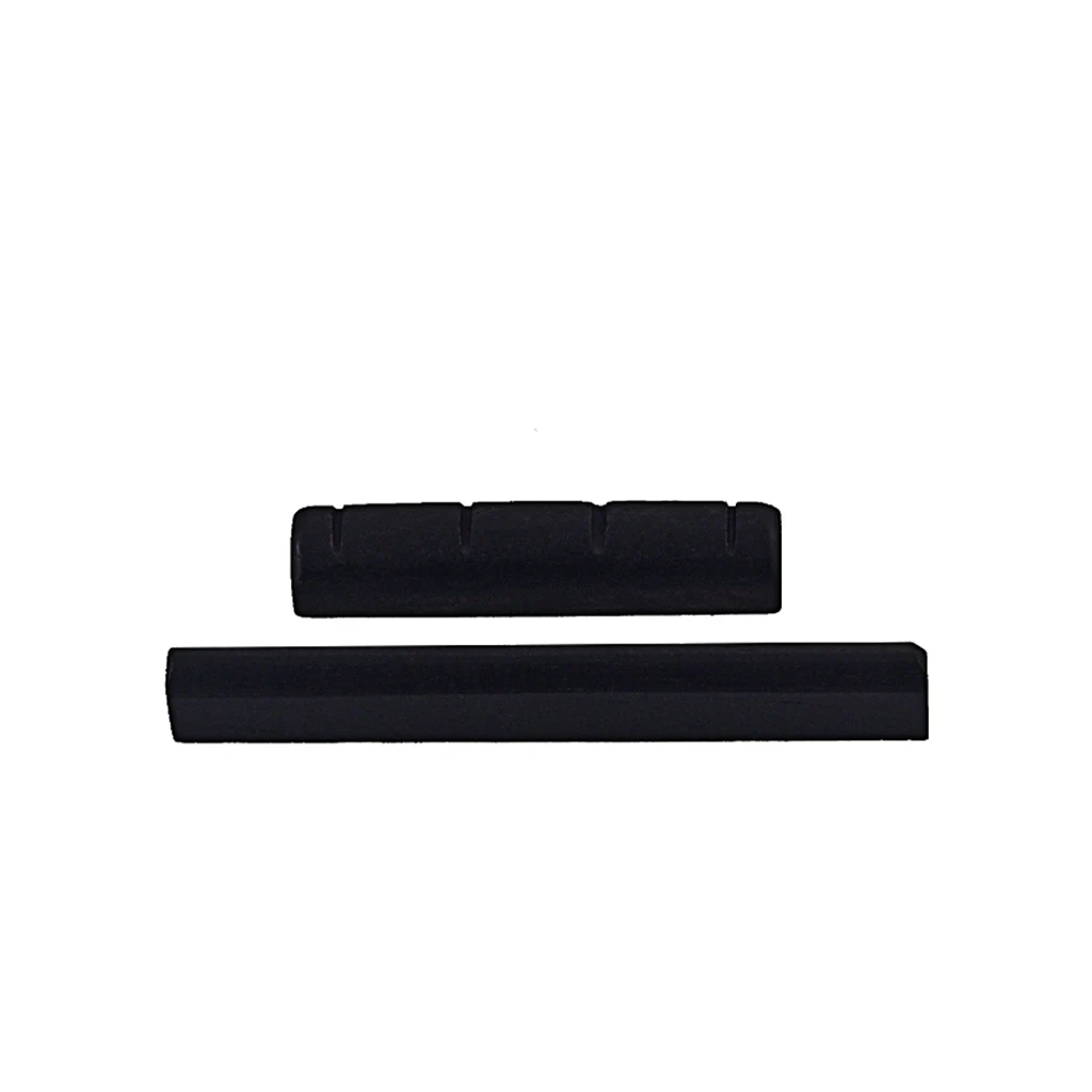 Ebony Wood Bridge Saddle & Slotted Nut for 4 String Guitar Ukulele