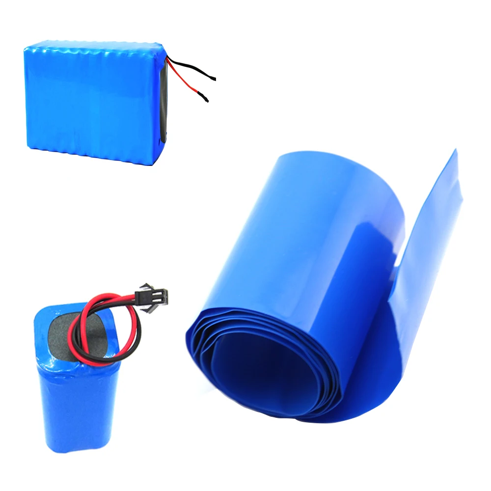 2M PVC Heat Shrink Tube For 18650 Battery Pack Insulation Sleeve Blue Heat Shrinkable Sleeve 18-350mm Width Heat Shrinkable Film