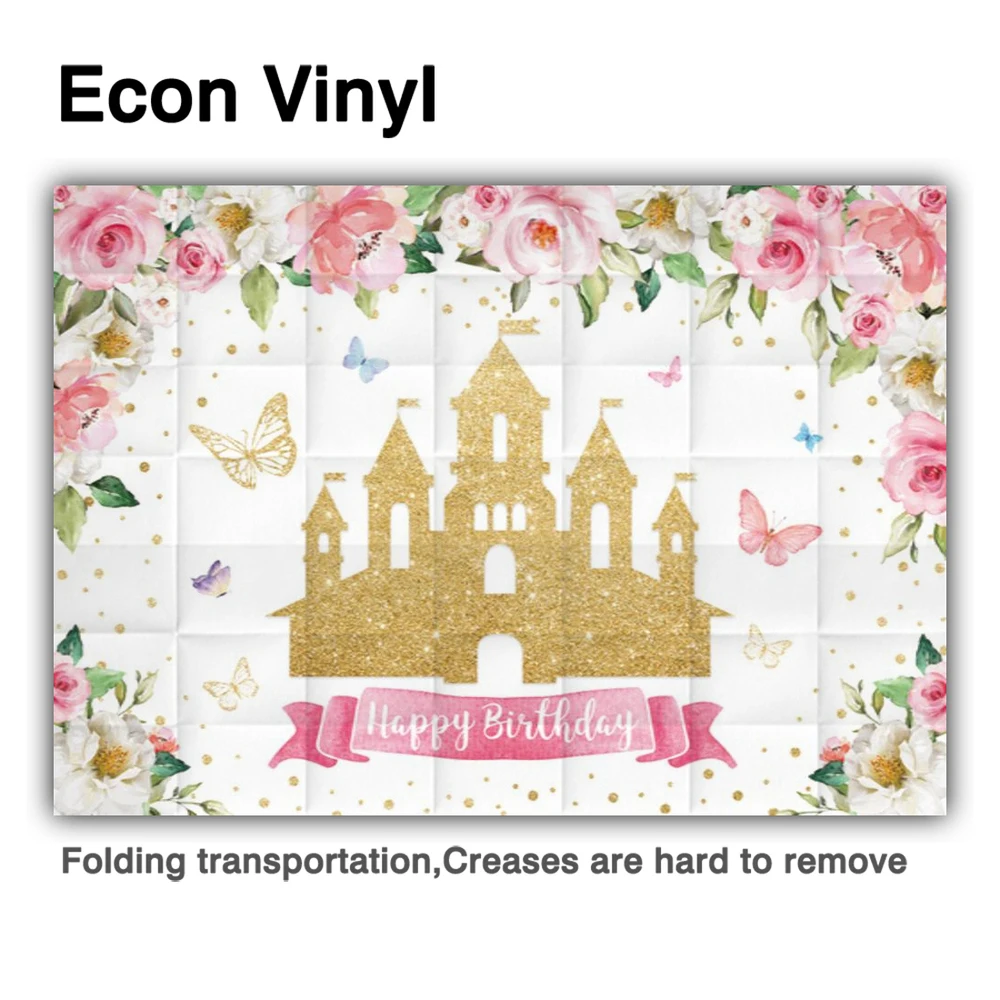 Фон для фотосъемки Allenjoy с изображением золотого замка розовой Девочки принцессы бабочки цветы