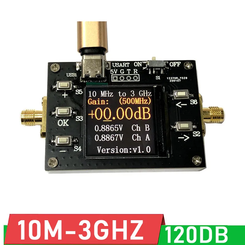 10MHZ-3GHZ Programmable Gain RF Amplifier (120DB Big Dynamic) LCD display 0.01DB step digital Program control