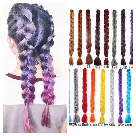 41" 165g Jumbo Braids Hair Synthetic Braiding Hair Extensions Kanekalon Hair Pure Color Pink Purple Hair Expo City