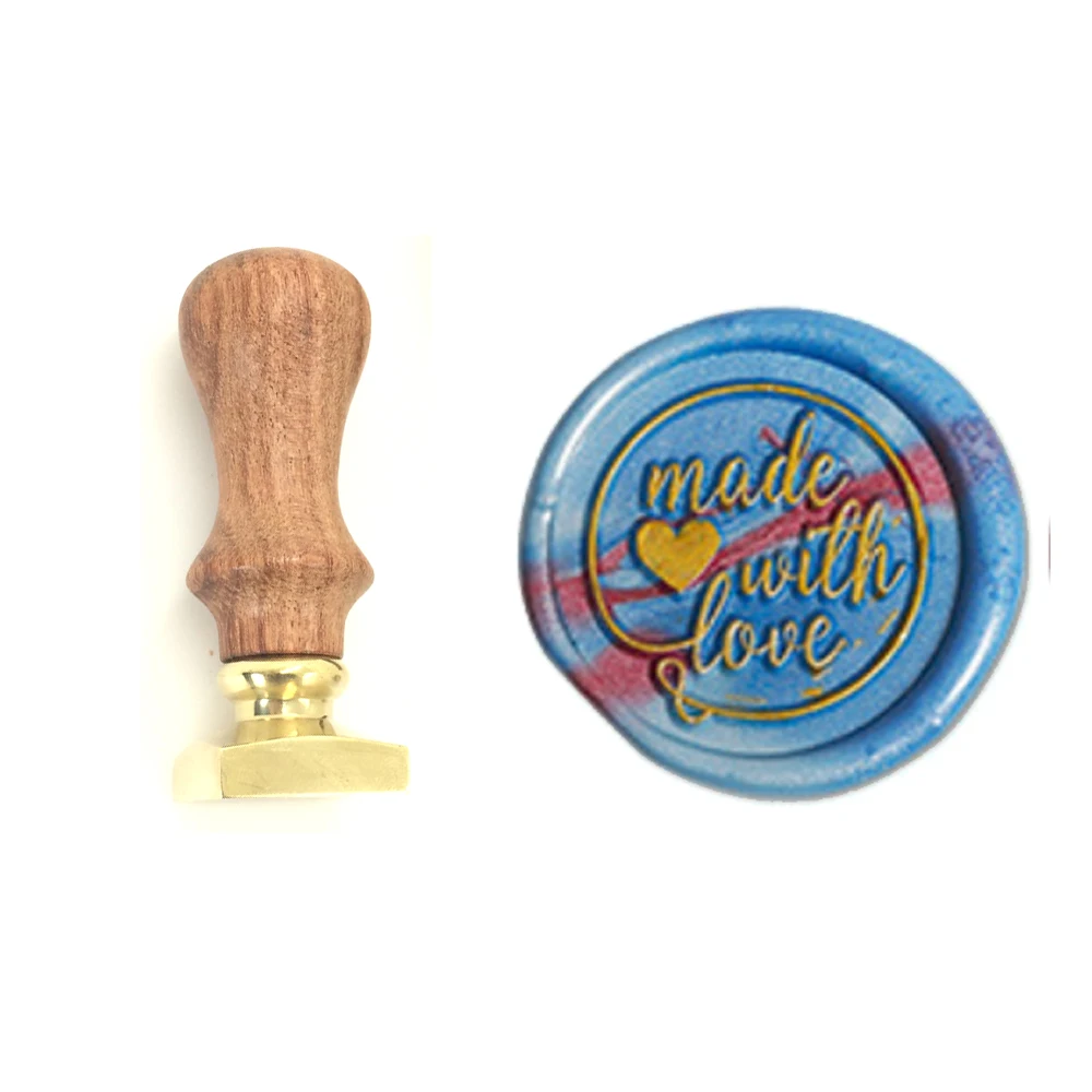 

Mini Wax Stamp Made with Love Exquisite WOOD mini handle,DIY Ancient Seal Retro Stamp,Personalized Stamp Wax Seal High Quality