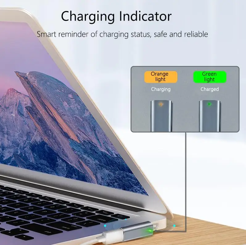 La policía magnético adaptador de tipo C hembra a IOS Interfac * 1 convertidor con indicador de luz 5A adaptador de carga para MacBook Air/Pro