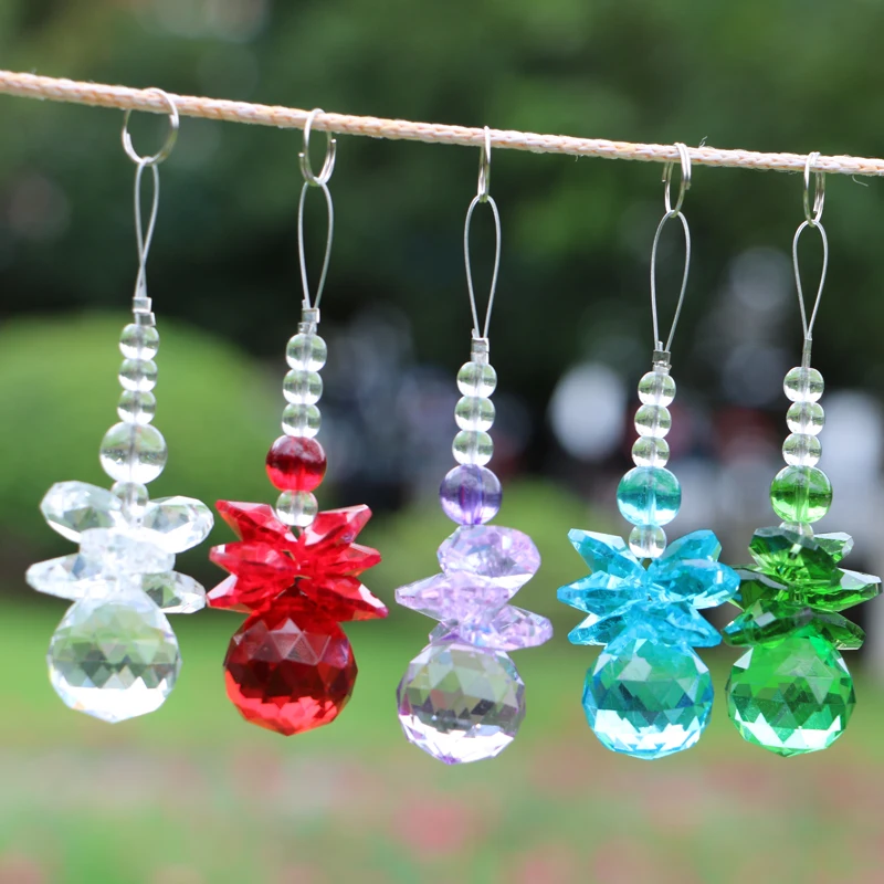 8PCS Chakra Crystal Sun Catchers Chandelier Crystals Ball Prism Pendant Rainbow Maker Hanging Decoration