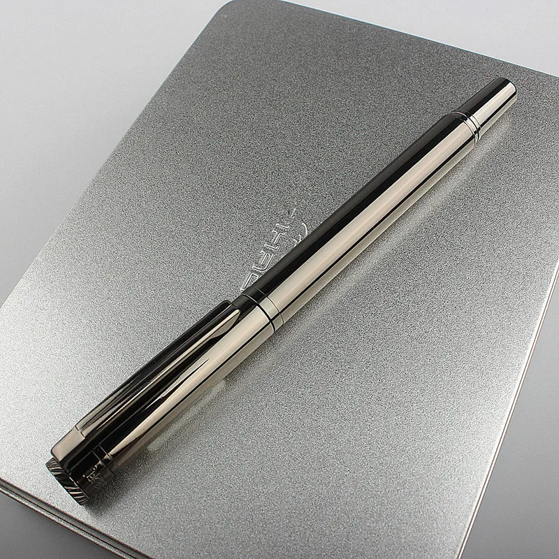 Imagem -03 - Metal Gray Nib Fountain Pen Qualidade de Luxo Escritório do Estudante Escolar Novo 613a 038 mm