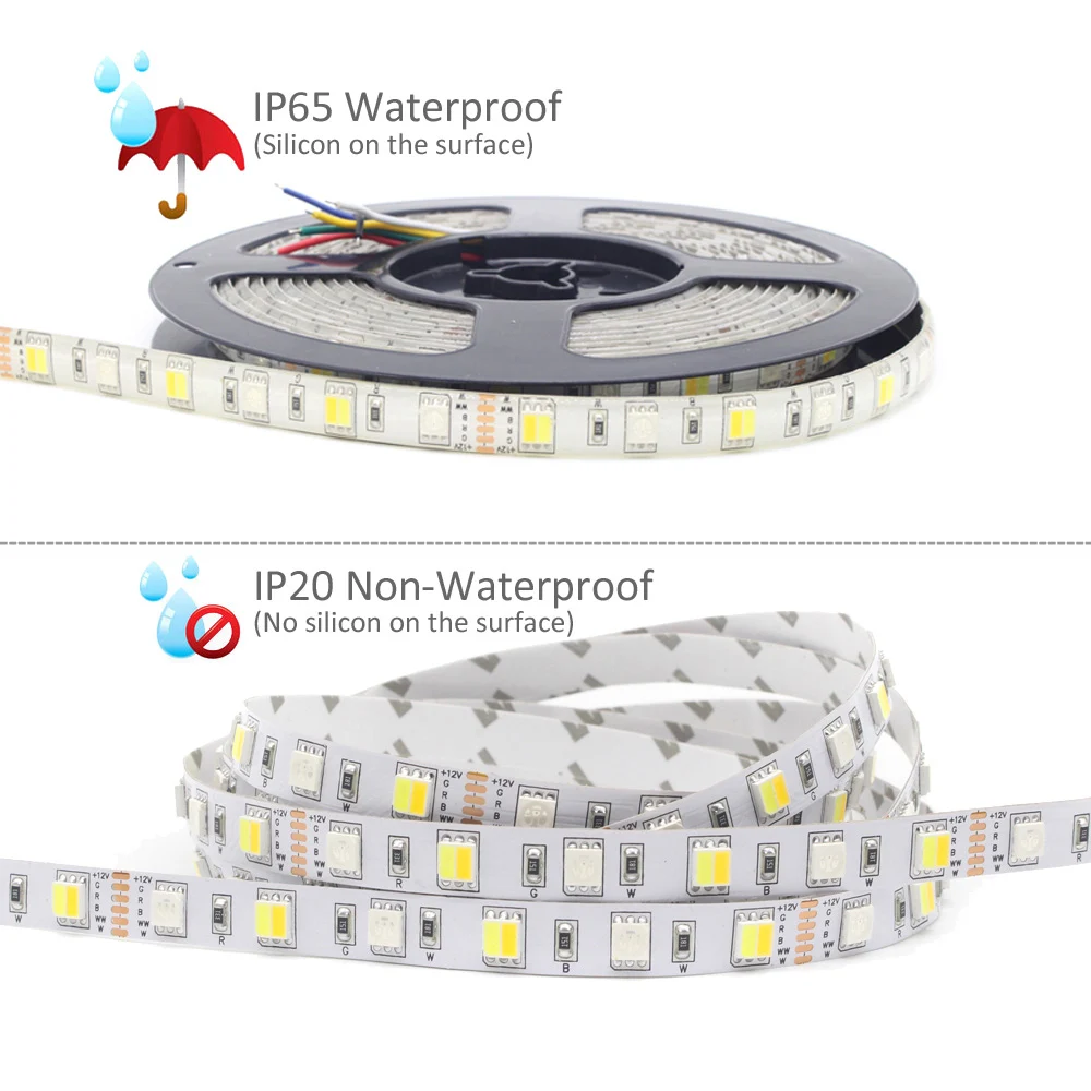 MJJC RGBCCT LED Strip 12V DC 24V 5M Waterproof LED Ribbon Tira SMD 5050 RGBW Light Tape TV Lights Stripe Living Room Decoration