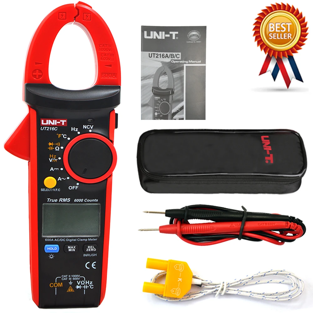 UNI-T UT216C Digital Clamp Meter AC DC Current Measurement RMS Frequency Capacitance Temperature&NCV Tester.