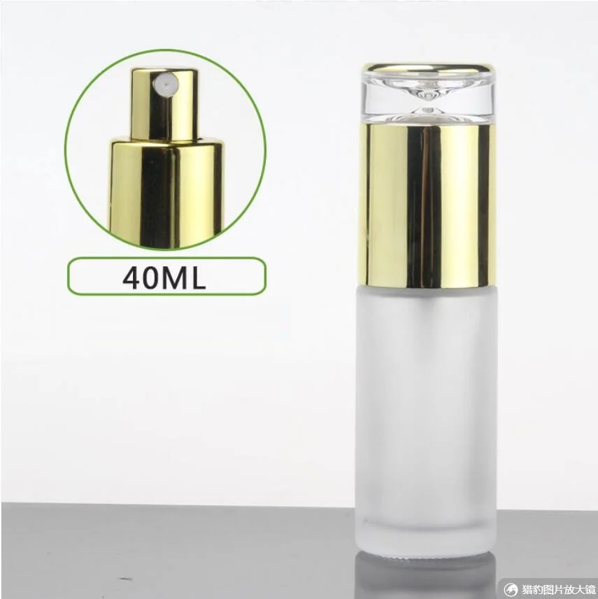 

40ml pearl white/green/frosted/blue glass bottle with gold press pump/sprayer for serum/lotion /emulsion/foundation/toner pack