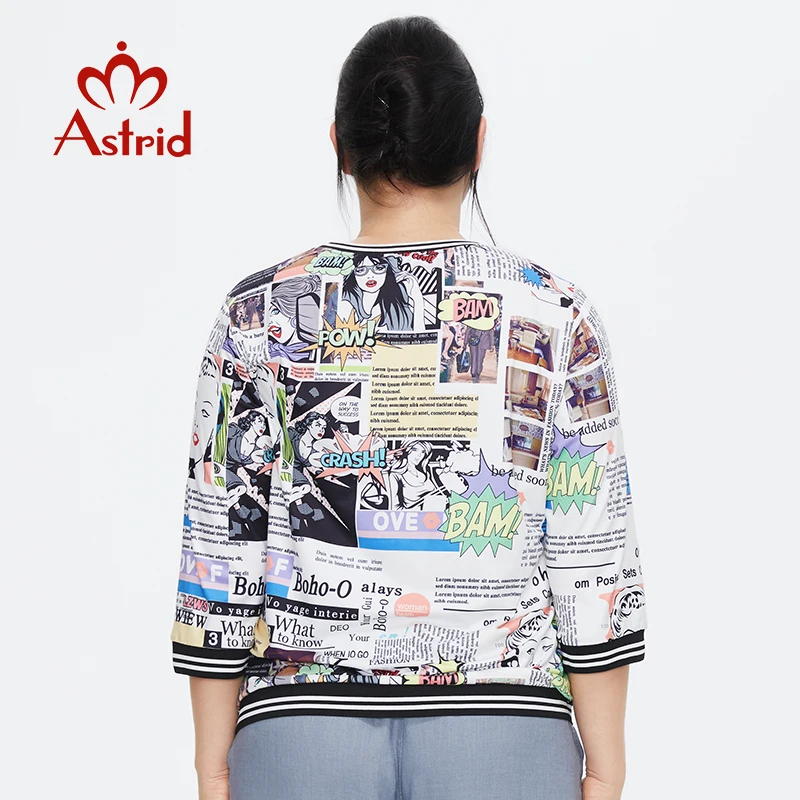 Astrid Women\'s t-shirt 2022 Silk Top Plus size Female Clothing Vintage Fashion Anime Cartoon graphic Print O-neck blouses Trends