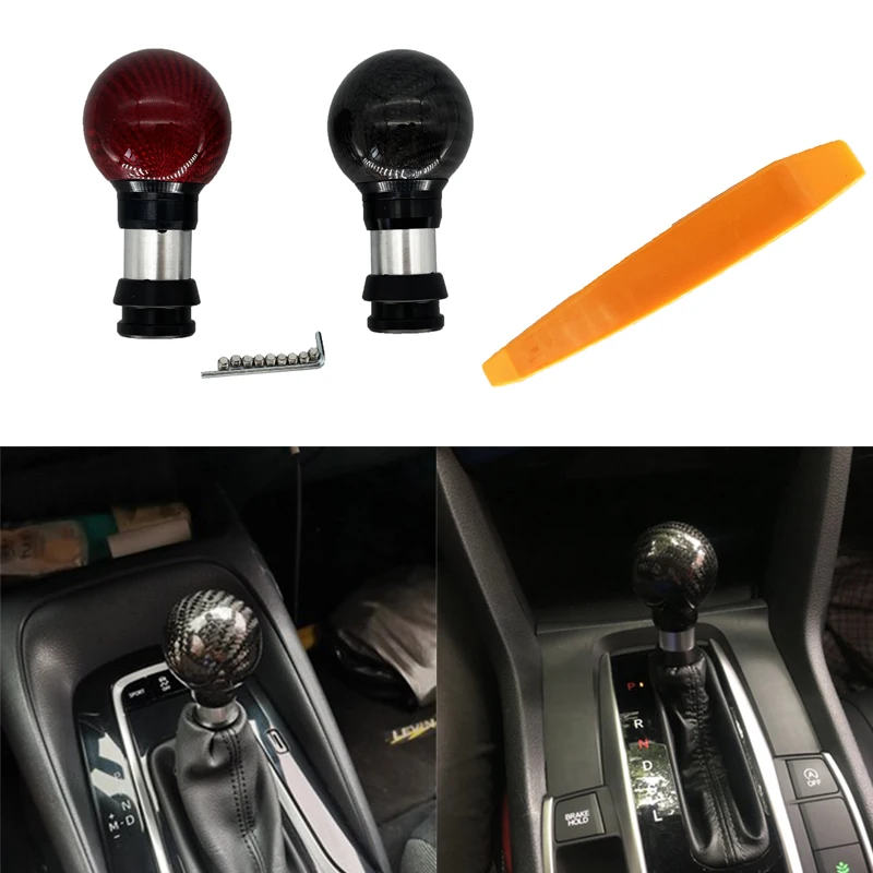 Automatic Gearbox Handles Gear Shift Knob Stick Lever Head Handball Carbon Fibre for Honda civic Accord FIT Press down to unlock