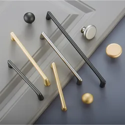 Gold Furniture Door Handles Black Kitchen Cabinet Drawer Knobs Zinc Alloy Cupboard Pulls Hardware