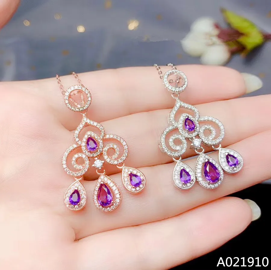 

KJJEAXCMY boutique jewelry 925 sterling silver inlaid Amethyst necklace Women's pendant classic