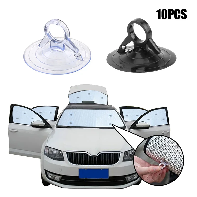 Car Window Suction Cup Hooks, Pára-brisa de vidro, Ventosas para-sol, PVC pequeno, Viseira automotiva, 35, 45mm, 10Pcs