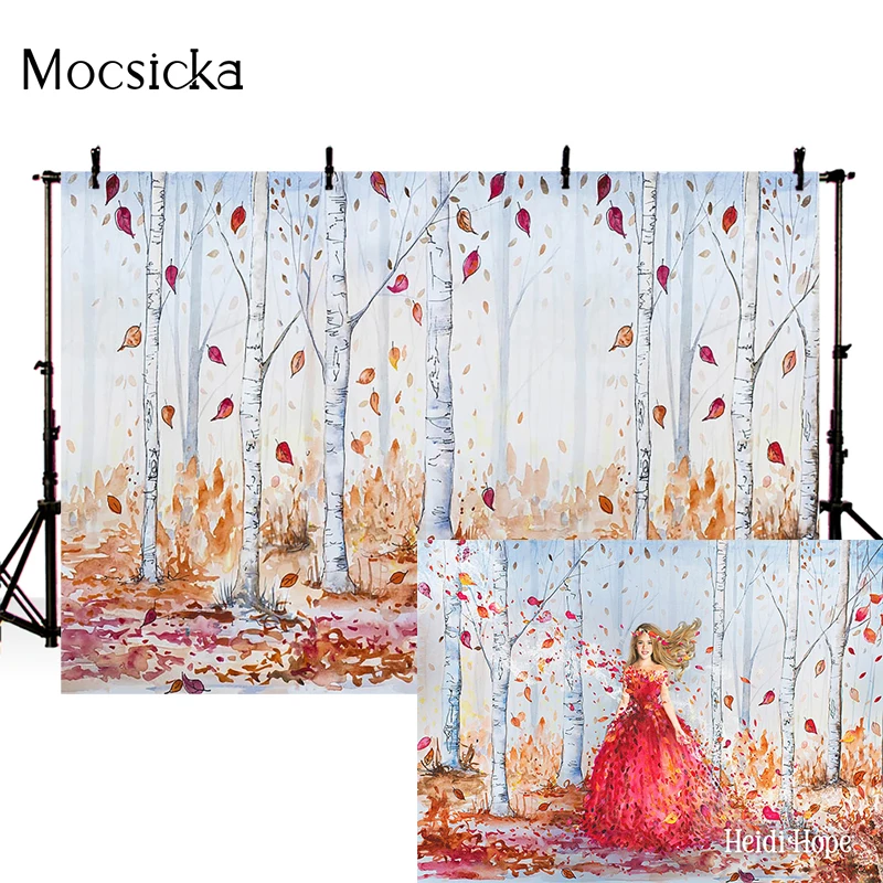 Mocsicka outono fotografia fundo crepúsculo floresta decídua decoração adereços criança retrato foto pano de fundo estúdio