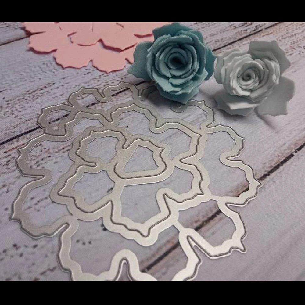 3D Big Rose Flower Frame Craft Dies Metal Cutting Dies Stencil for DIY Scrapbooking Photo album Paper Card Making Decorative