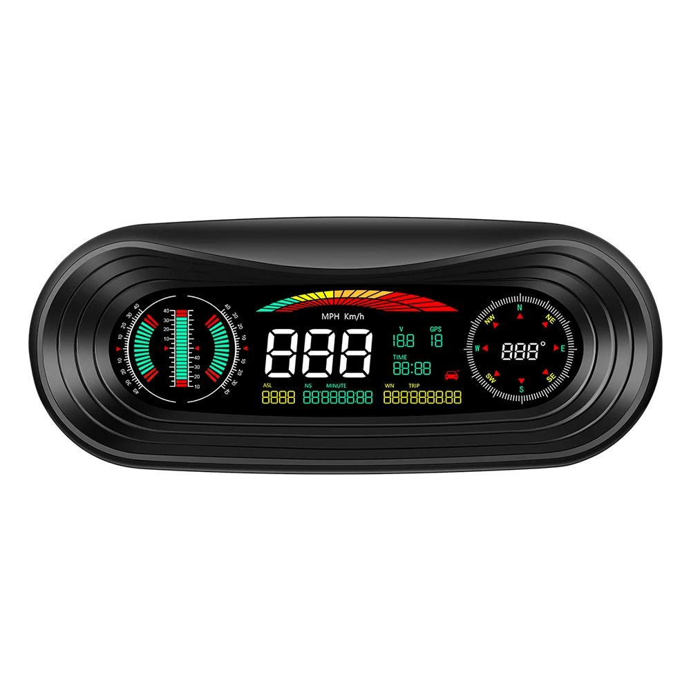 

1PC P18 Car OBD2 HUD Head-Up Display SMART GPS SLOPE METER Speedometer Overspeed Warning Gauge Digital Multi-Function Alarm Tool