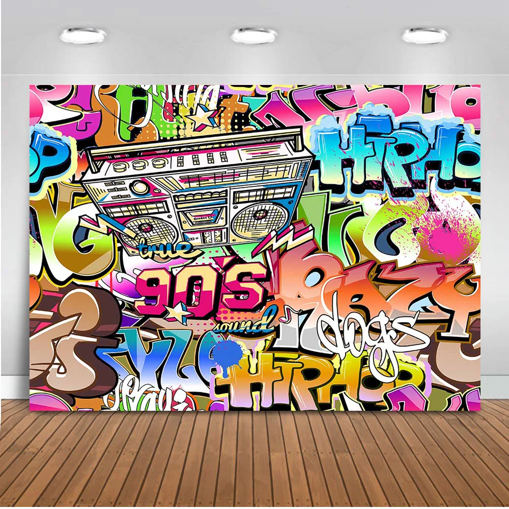 

90s Graffiti Hip Hop backdrop for Photography Birthday Party Photo Background Portrait Backdrops Computer Printed 409