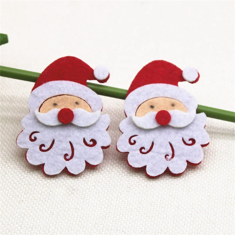 4.5CM 10pcs Non-woven Patches Father Christmas Felt Appliques for Clothes Sewing Supplies diy craft ornament