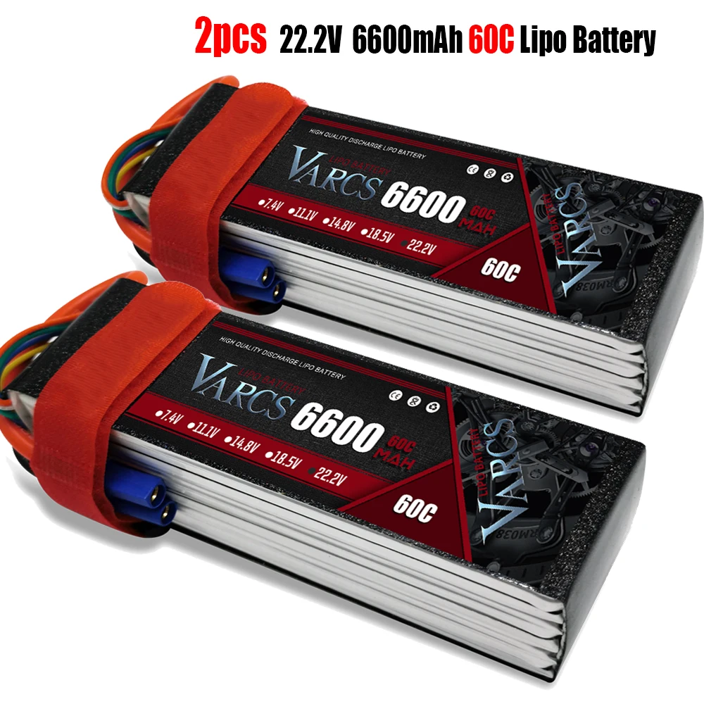 

2PCS VARCS Lipo Batteries 2S 7.4V 11.1V 14.8V 22.2V 6600mAh 60C/120C for RC Car Off-Road Buggy Truck Boats salash Drone Parts