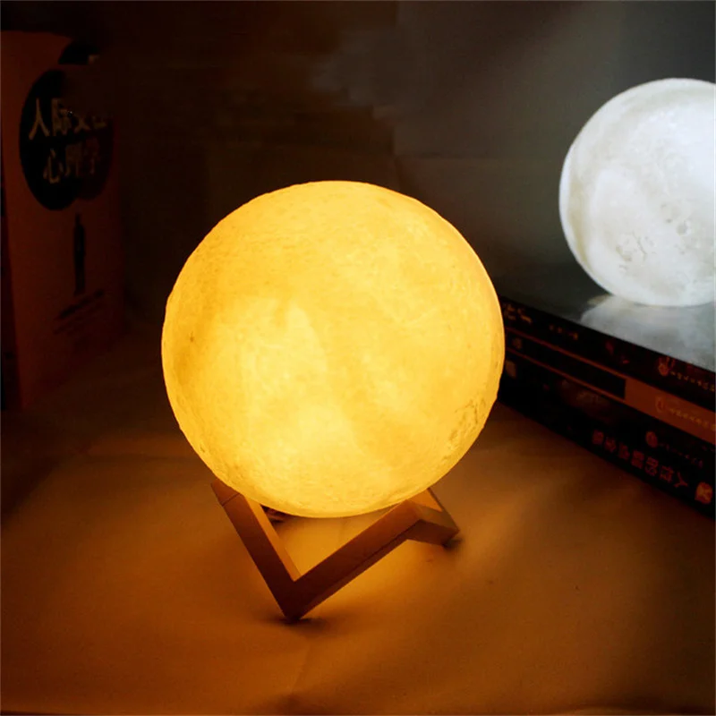 Led Moon Lamp Night Light 3D Printed 8/10/12cm Lunar Lamp Battery Powered Colorful Moon Light Lamps for Kids Christmas Gift