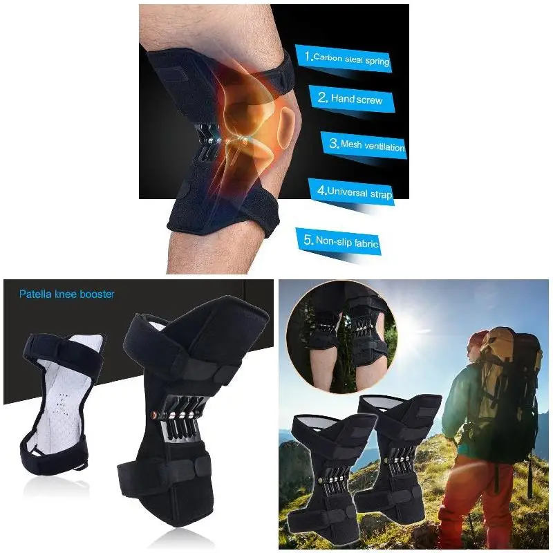 1Pair Patella Booster Spring Knee Brace Support for Mountaineering Squat Hiking Sports Dropshipping