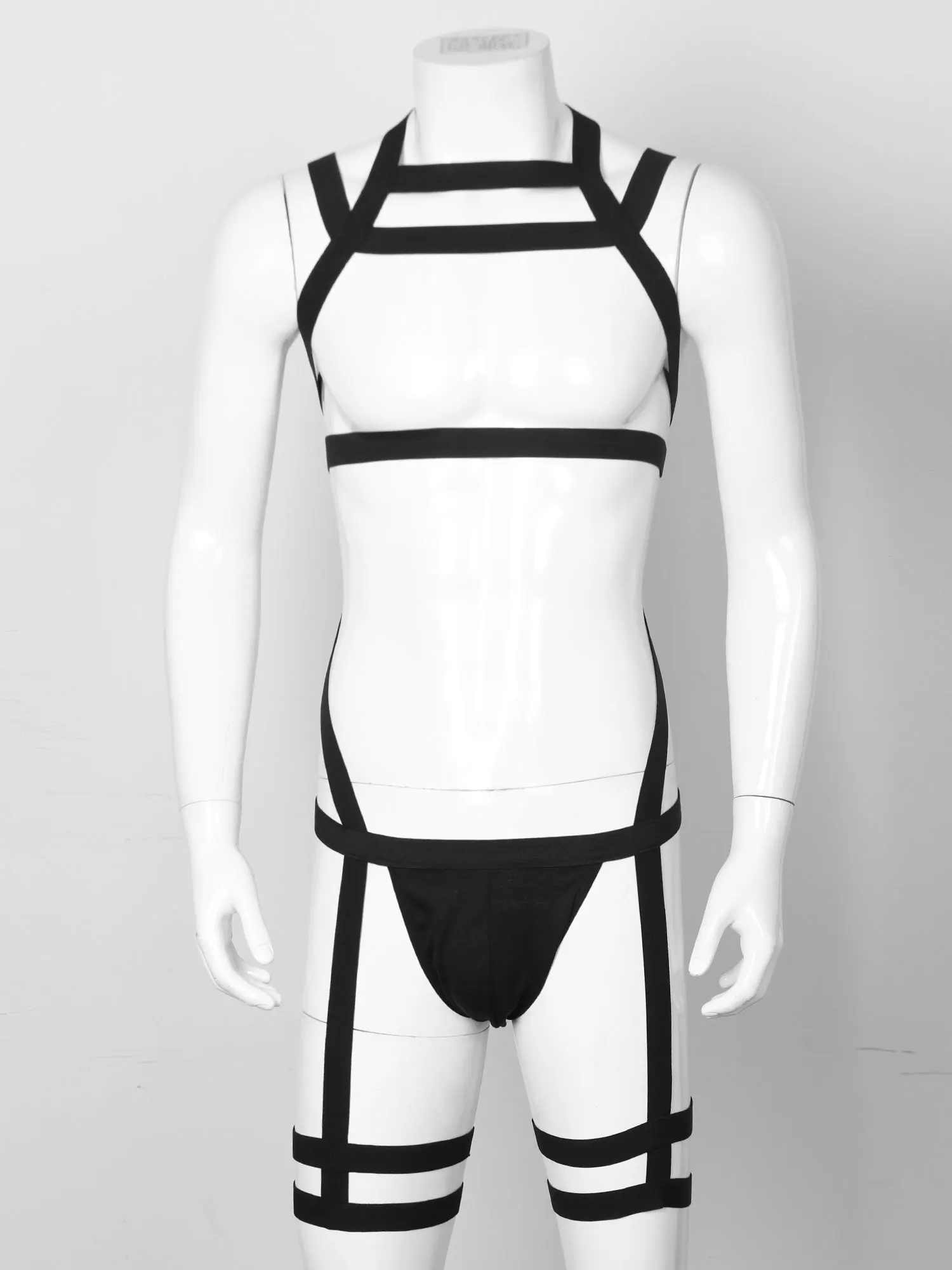 Elastic Halter Harness Set para Homens, Body Straps Lingerie, Thong Leg Belt Briefs, Nightclub Stage Performance Costum