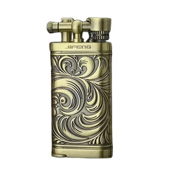 Jifeng Vintage Cigar Pipe Lighter Inflatable Butane Gas Lighter Male Gift Zinc Alloy Material Exquisite Relief Tang Grass
