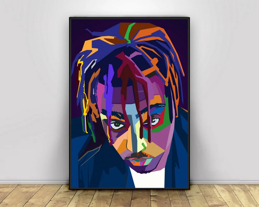 Juice Wrld Pop Art Hiphop Rapper Music Singer Poster Print Wall Art Canvas Painting Home Decor Canvas Print (No frame)