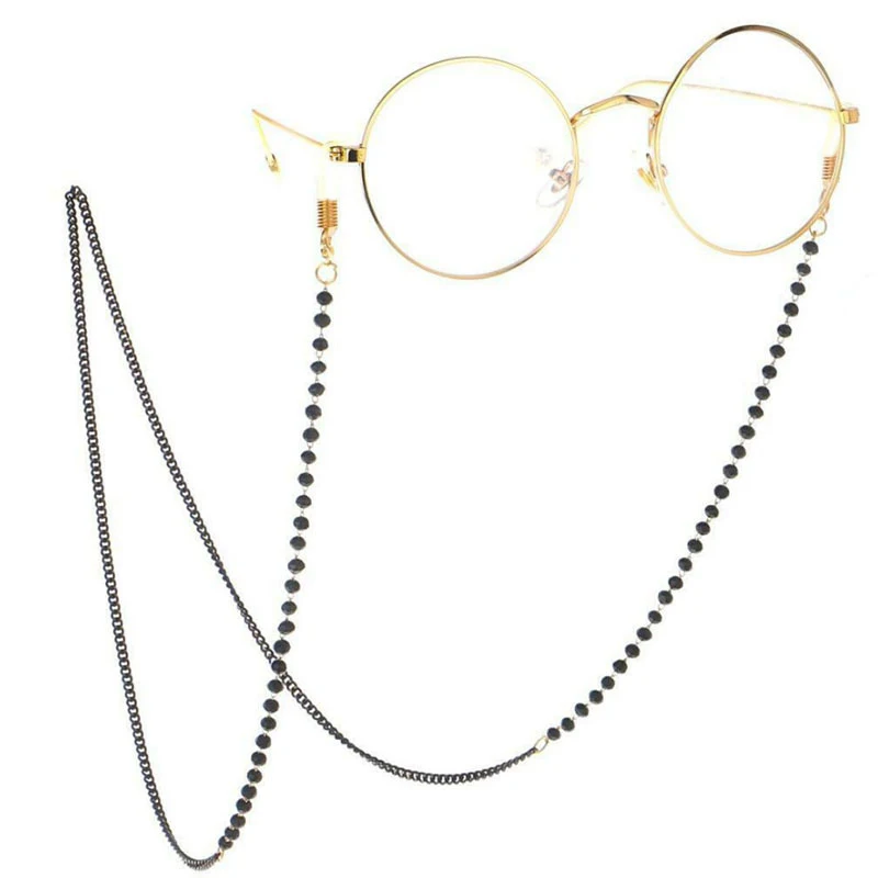 Eyeglass Chain Black Crystal Chain plated Silicone Loops Women Sunglass Accessory Layers Bracelet