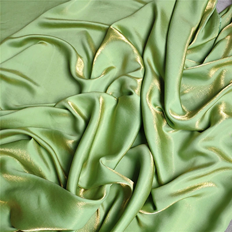 Mercerized Cotton Silk Satin Fabric Green gold Gradient DIY Decor Kungfu Suits Shirt Skirts Pajamas Dress Designer Fabric