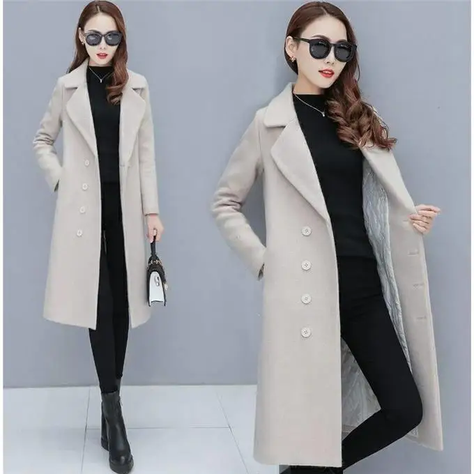 Fashion women\'s woolen coat women\'s long section new winter wear thick woolen coat professional women\'s Slim fit Wild Ms coat