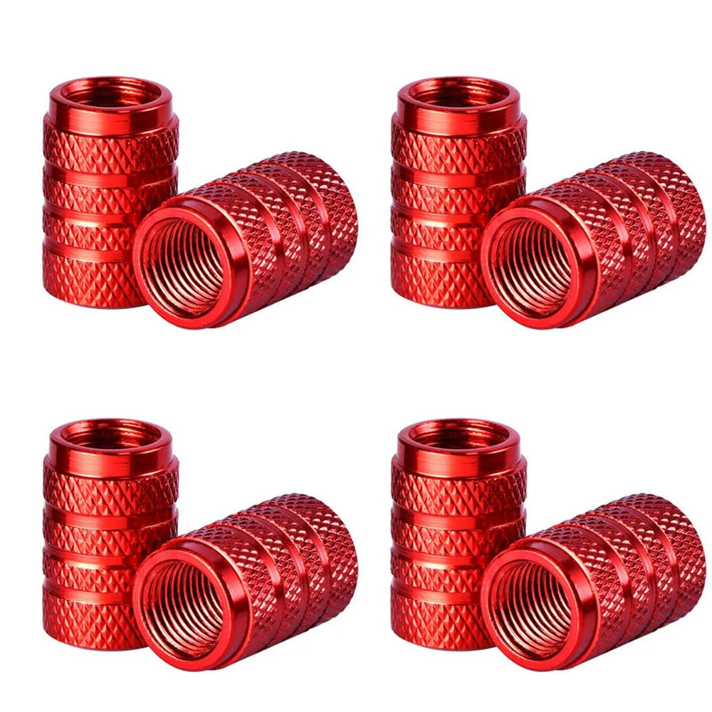DSYCAR 4Pcs Silber Auto Reifen Ventil Vorbauten Cap Rändelung Stil Reifen Ventil Kappe Aluminium Reifen Rad Stem Air Ventil kappe für UNS Schrader – Detail 7