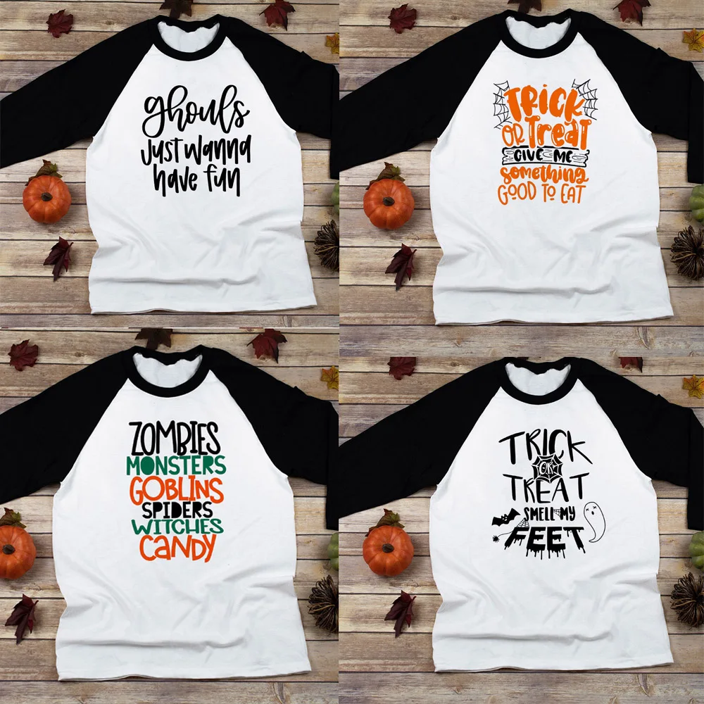 

Kids Halloween Shirt Baby Halloween T-Shirt Halloween Kids Toddler Shirts Funny Ghouls T-Shirts Long Sleeve Ralgan Tops Tee