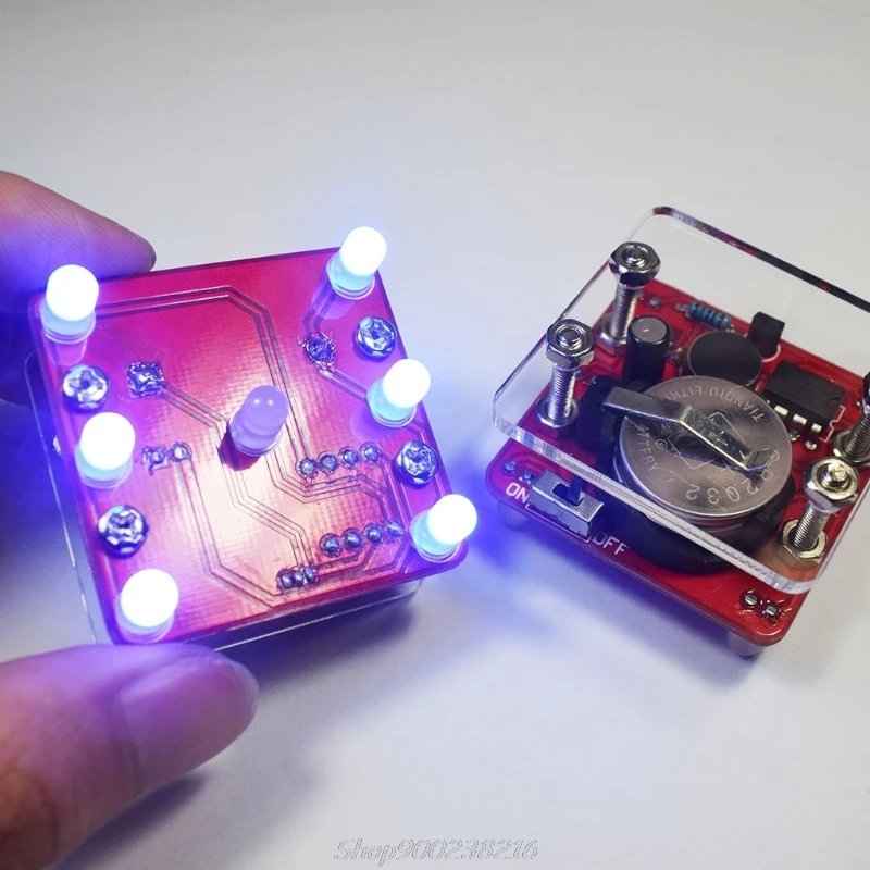 DIY Swing Shaking LED Dice Kit With Small Vibration Motor Diy Electronic Kits Jy23 20 Dropship