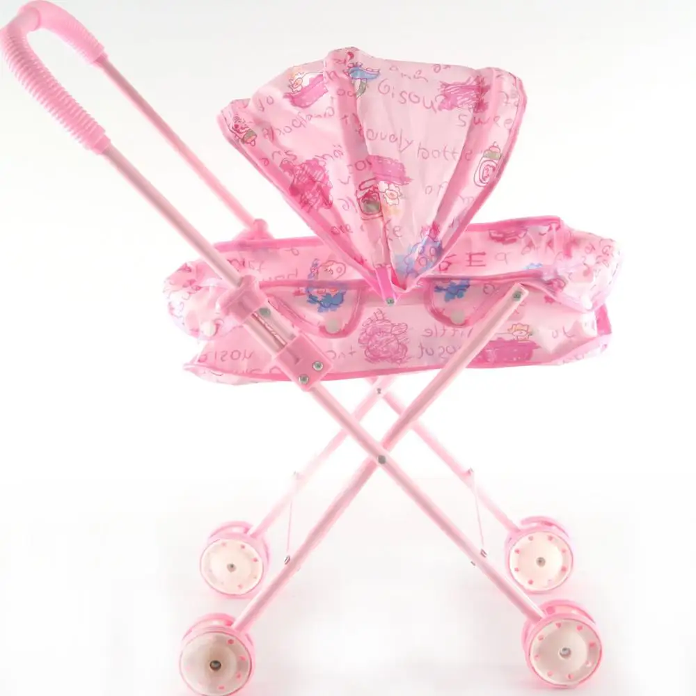 

Pink Doll Outdoor Baby Buggy Pram Infant Push Cart Stroller Trolley Baby Dolls Stroller Folding Kids Pretend Role Play Toys 8268