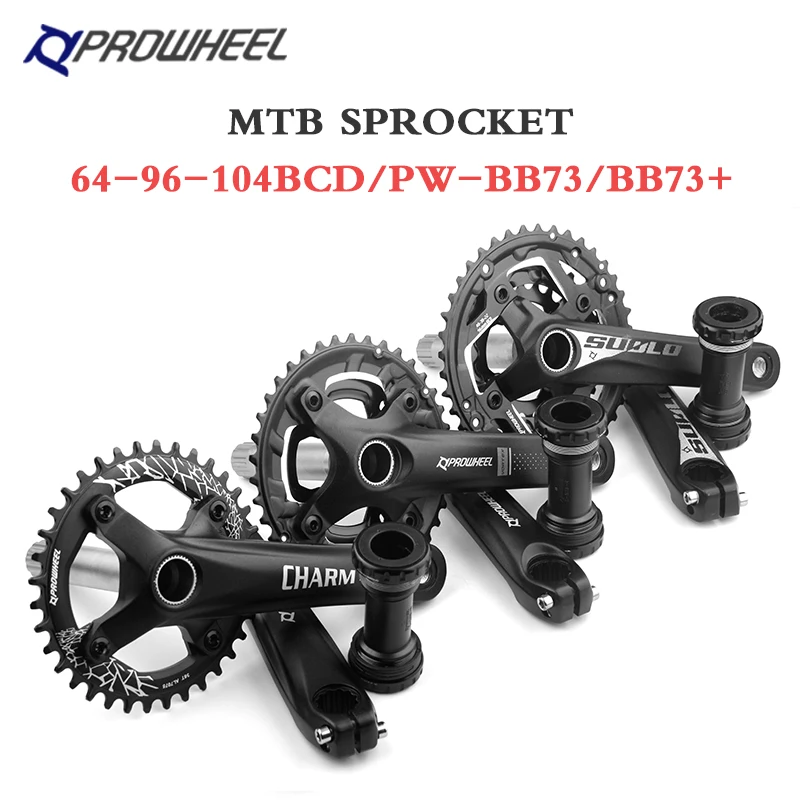 Prowheel MTB Crankset 6 7 8 9 10 11 Speed Mountain Bike Sprocket 170mm Crank Single/Two/Three Chainring Crankit Bicycle Parts